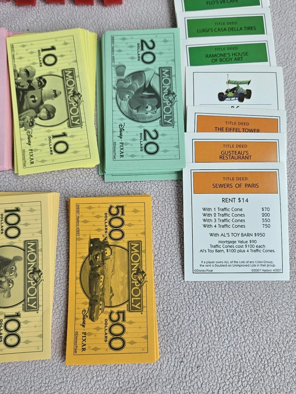 Monopoly Disney Pixar Edition Pewter 6 Playing Tokens Cones Replacement Parts